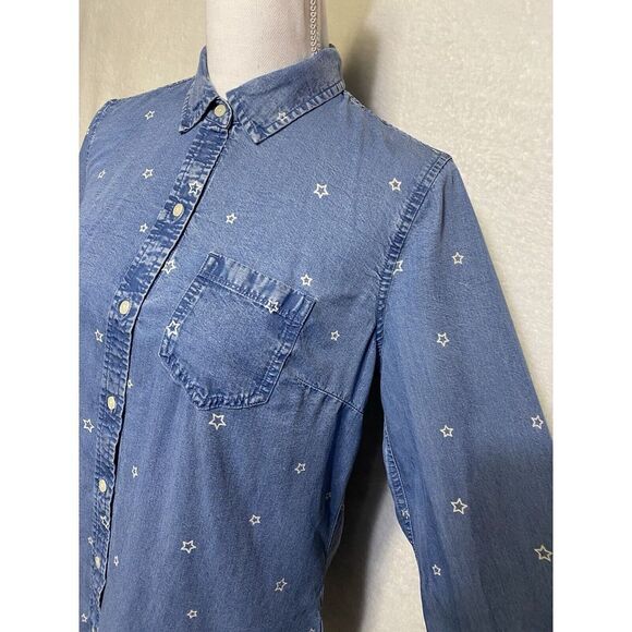 Gap Jean Button Down Shirt With Stars Women's Size M - Picture 3 of 15